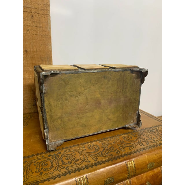 Vintage Late 20th Century Brass Dome-Top Jewelry/Document Box With Bone Fittings For Sale - Image 4 of 6
