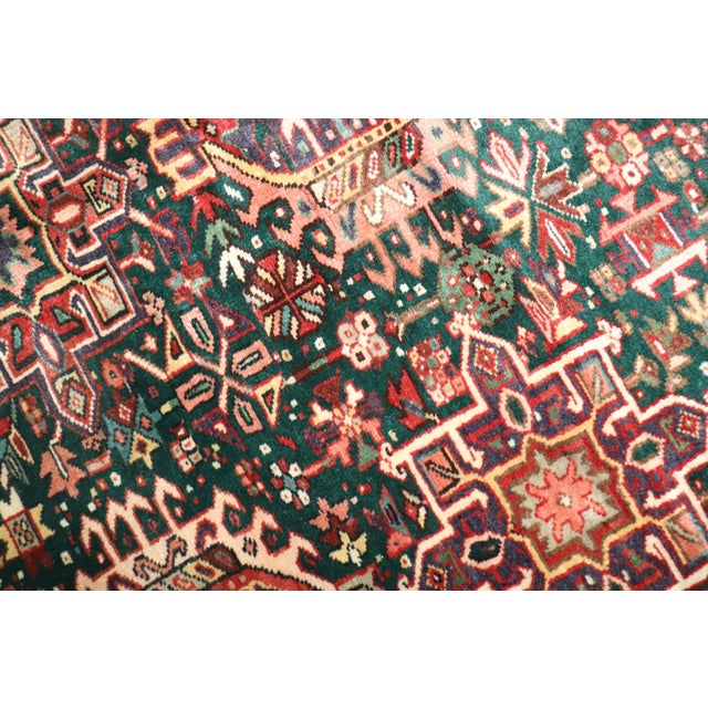 Persian Emerald Green Vintage Persian Heriz rug no. 10949 For Sale - Image 3 of 13