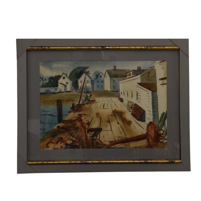American 19th Century Double-Sided Maritime & Landscape Watercolor: Attributed to Otis Cook and John Hare, Framed For Sale - Image 3 of 4