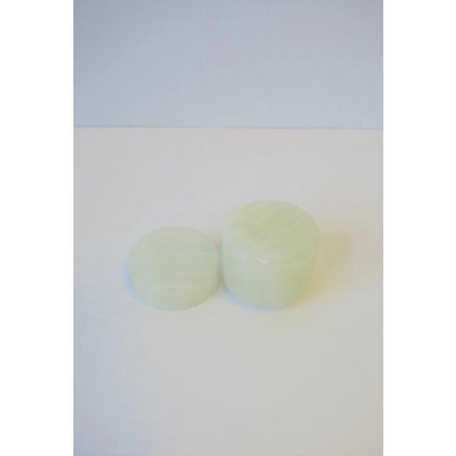 Modern Italian White Onyx Marble Round Box For Sale - Image 3 of 12