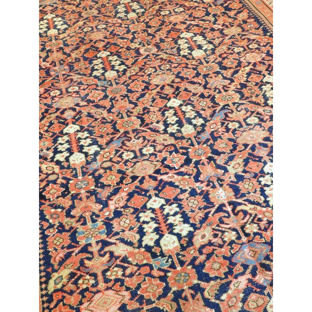 Navy Blue Antique Hand Knotted Persian Gallery/ Runner Rug by Nasser Luxury Rugs. For Sale - Image 8 of 15