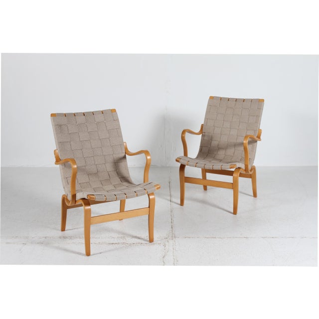 Vintage Eva Lounge Chairs in Beech with Webbing by Bruno Mathsson for Dux, 1970s, Set of 2 For Sale - Image 17 of 17