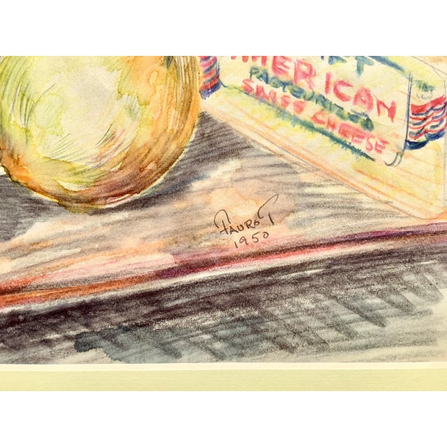 American Vintage School Lunch, Watercolor Painting by Faurot, Ca Artist For Sale - Image 3 of 3