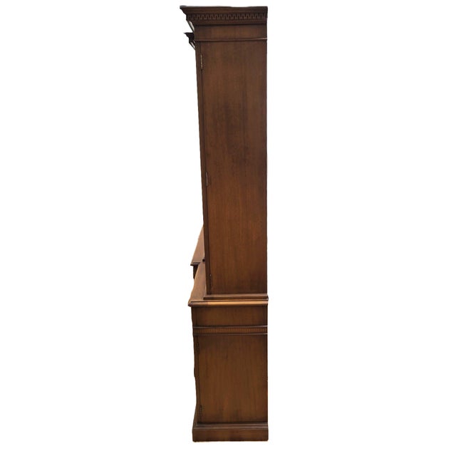 Wood Vintage American Mahogany & Bubble Glass Curio Vitrine Bookcase Breakfront For Sale - Image 7 of 18