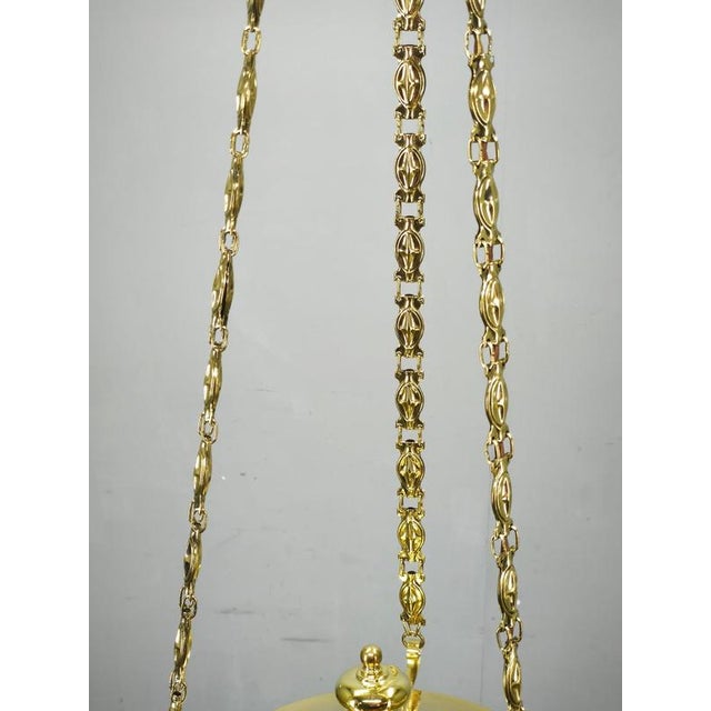 Art Nouveau Secession Pendant Light in Brass and Opaline Glass, Czechoslovakia, 1900s For Sale - Image 5 of 15