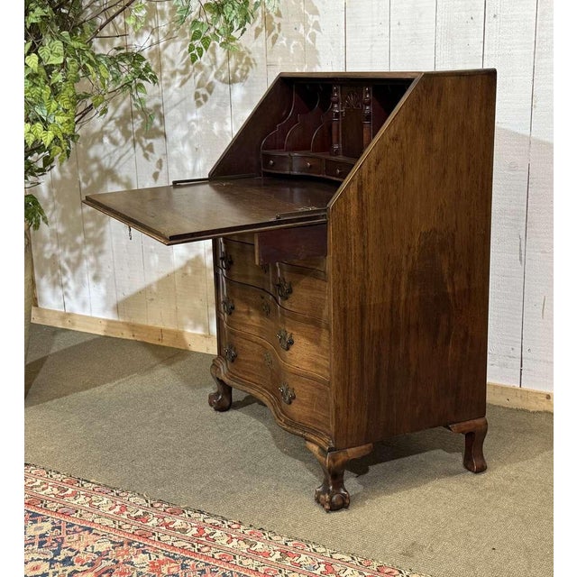 Brown English Mahogany Secretary Desk, 1930s For Sale - Image 8 of 18