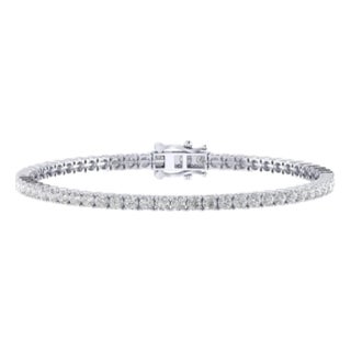 10k White Gold 3mm Round CVD Diamond 7 Inch Tennis Bracelet 6-1/5 CTTW For Sale