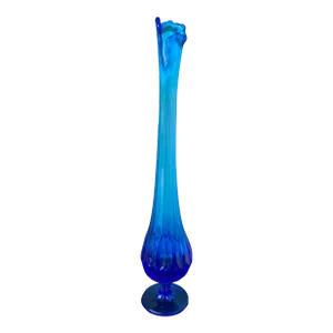 Vintage Fenton Blue Thumbprint Swung Vase