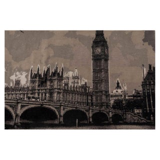 Contemporary Big Ben Design Handwoven Wool Rug by Doris Leslie Blau For Sale