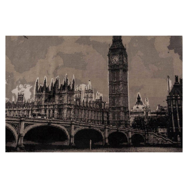 Contemporary Big Ben Design Handwoven Wool Rug by Doris Leslie Blau For Sale