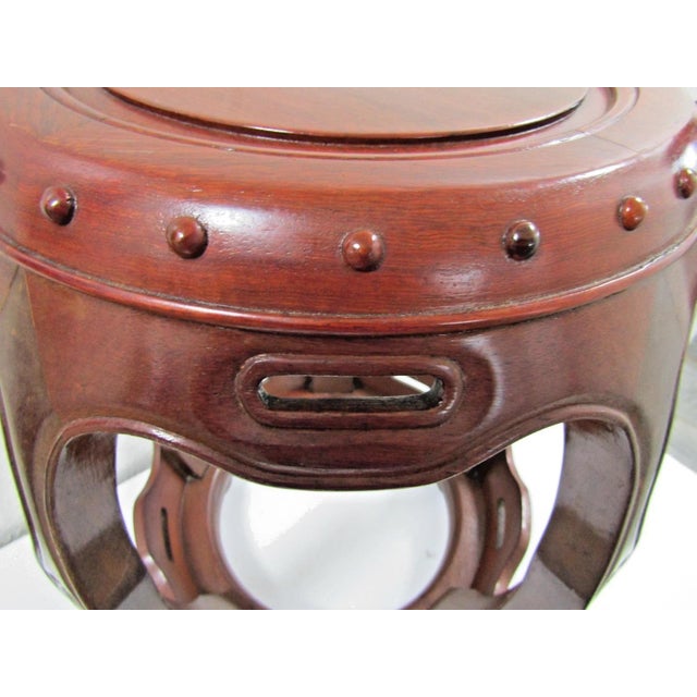 Vintage Rosewood Hollywood Regency Barrel Stool Drum Plant Stand For Sale - Image 4 of 12