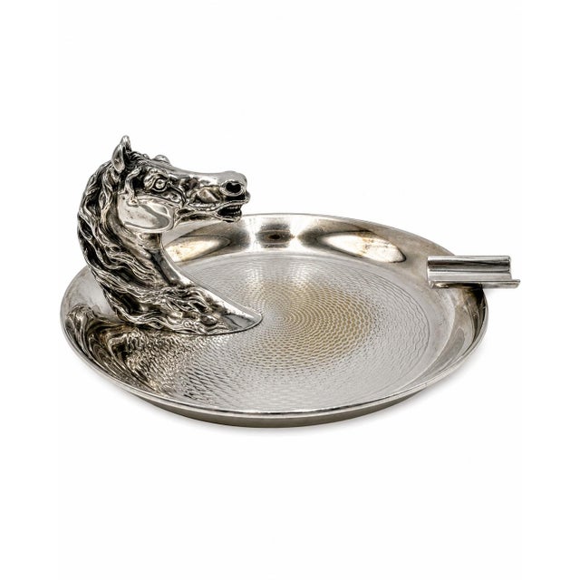 Mid 20th Century Vintage Hermes Paris Silverplate Horse Head Equestrian Ashtray For Sale - Image 5 of 11
