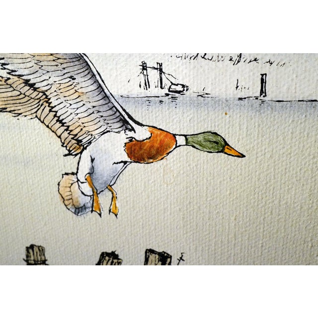 1990s H. Hargrove Signed Limited Edition Winter Farm on Canvas, Mallard Ducks & Covered Bridge For Sale - Image 4 of 5