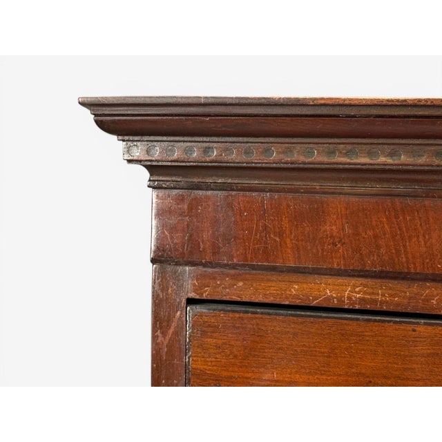 Brown Georgian, Bow-Front Chest on Chest, Mahogany, Brass, England, 19th C. For Sale - Image 8 of 15