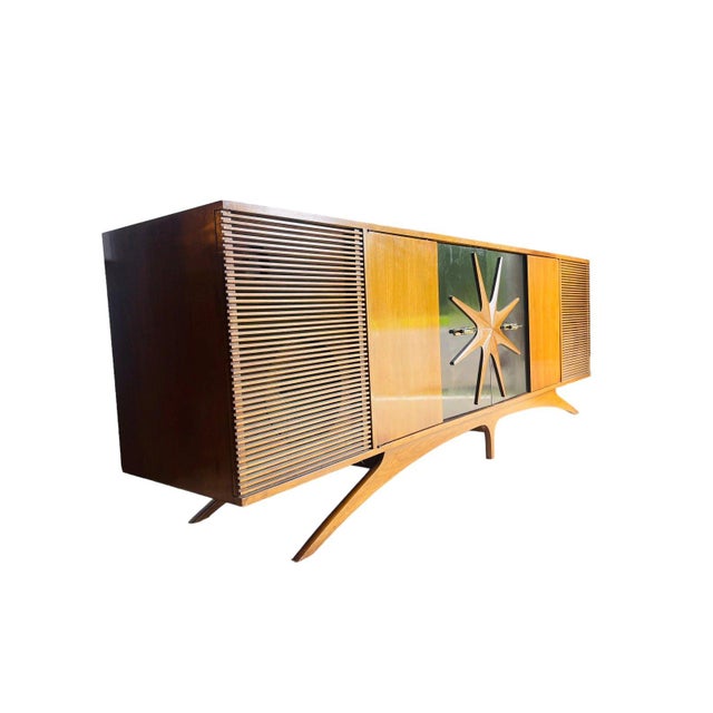 Brown Mid Century Modern Sculptural Credenza / Stereo Cabinet For Sale - Image 8 of 13