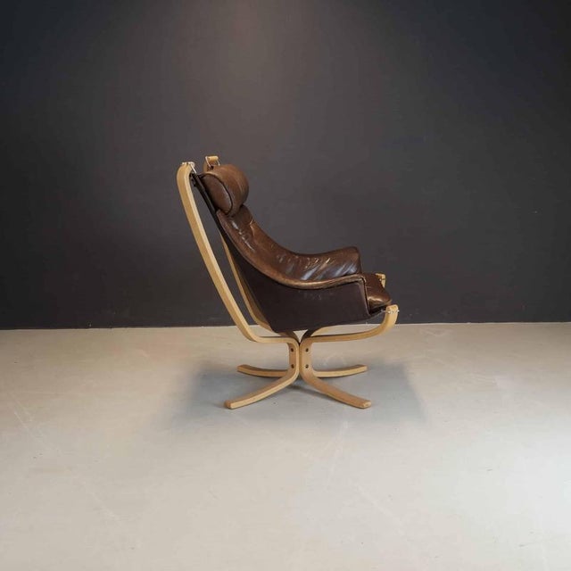 Brown Leather Falcon Lounge Chair by Sigurd Ressell for Vatne Møbler For Sale - Image 3 of 7