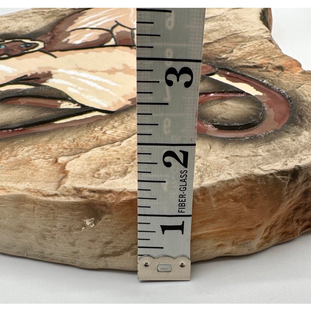 Beige Rare Monrovia Hagen Renaker Double Siamese Cat Wall Plaque Chalkware MCM Decor For Sale - Image 8 of 13