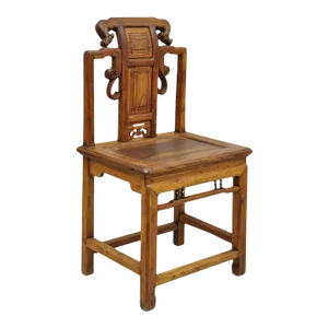 Vintage Carved Teak Wood Japanese Imperial Meiji Style Side Chair