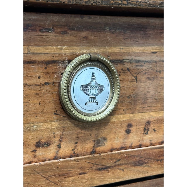 Neoclassical 19th Century Italian Neoclassical Walnut Commode Inlay 3 Drawer Chest For Sale - Image 3 of 14