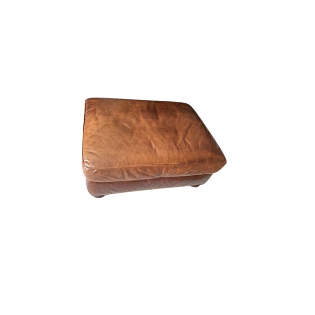 Restoration Hardware Rh Original Lancaster Leather Ottoman in Cocoa/Down For Sale - Image 4 of 8