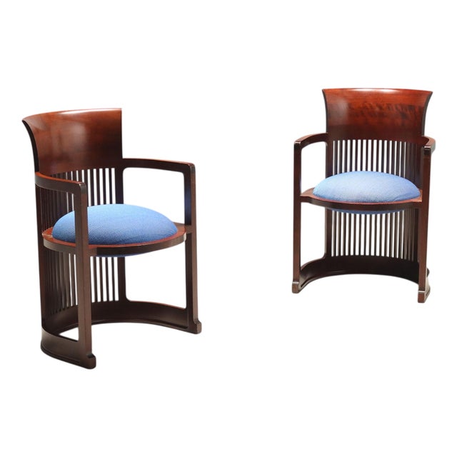 Barrel Chairs by Frank Lloyd Wright, Set of 2 For Sale