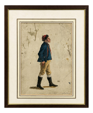 French Artist, Young Soldier, 19th Century, Watercolor, Framed