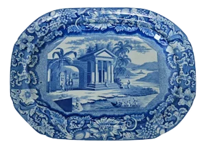 English 19th Century Blue and White Transferware Platter