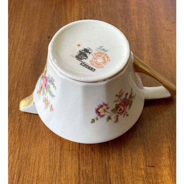 Vintage Limoges Ch Field Haviland Cream & Sugar Bowl Set, Finest French Ivory China with Rose Pattern For Sale In Philadelphia - Image 6 of 13
