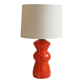Contemporary Kri Kri Studio Coral Red Ceramic Table Lamp For Sale