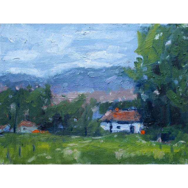 Expressionist Oil Painting, Farmhouse (Plein Air Landscape) For Sale