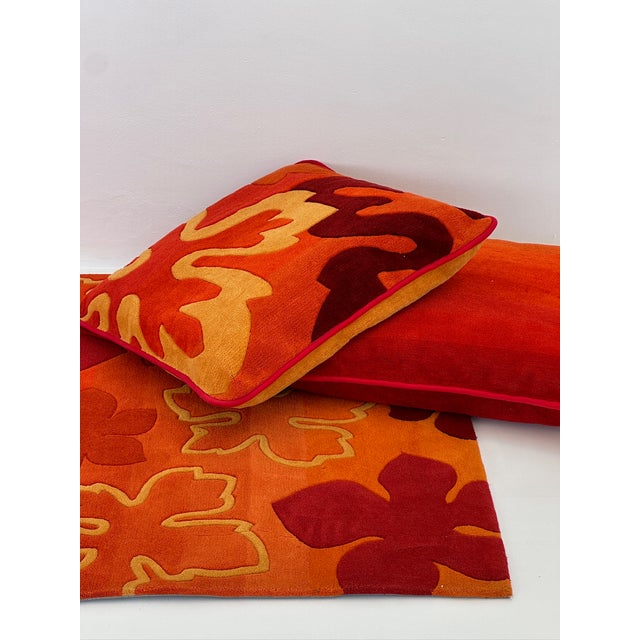 Floral Rug with Cushions, 1980s, Set of 3 For Sale - Image 11 of 12