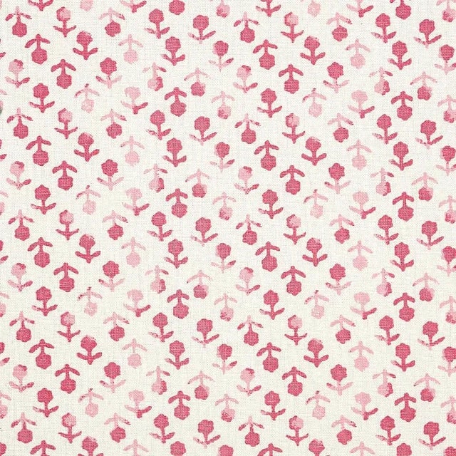 Sample- Schumacher Beatriz Handprint Fabric in Pink For Sale