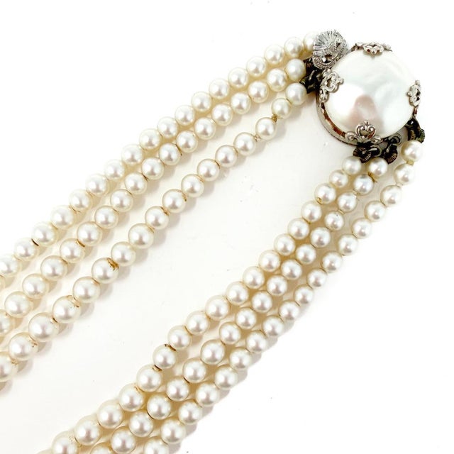 Vintage Multi-Strand Faux Pearl Tassel Necklace, 1950s For Sale - Image 9 of 10