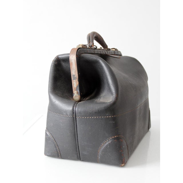 Antique Black Leather Doctor's Bag For Sale - Image 4 of 12