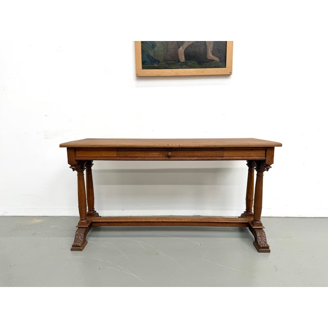 Carved Oak Console Table, 1900s For Sale - Image 3 of 16