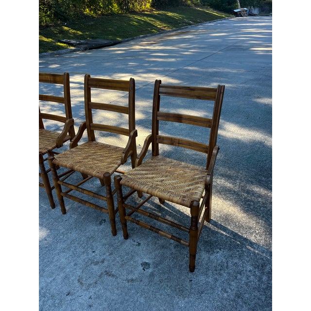 1970s Collection of Short Wooden Ladder Back Chairs- Set of 3 For Sale - Image 11 of 11