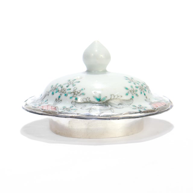 White Antique 18th Century Chinese Export Porcelain Teapot With Silver Spout For Sale - Image 8 of 18