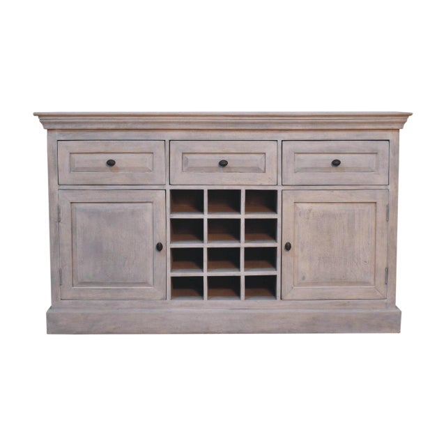 Modern Distressed Wood Wine Storage Cabinet For Sale - Image 3 of 8