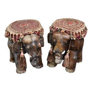 Mid Century Elephant Footstools - a Pair For Sale
