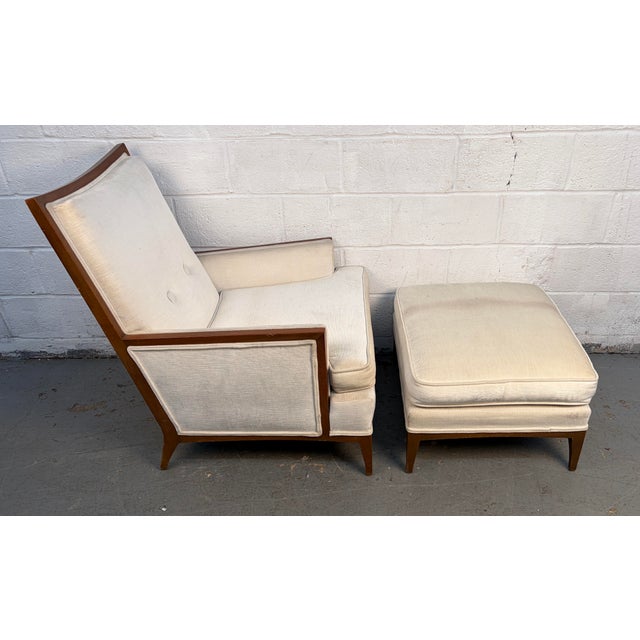 Mid 20th Century Mid-Century Upholstered Lounge Chair and Ottoman For Sale - Image 5 of 16