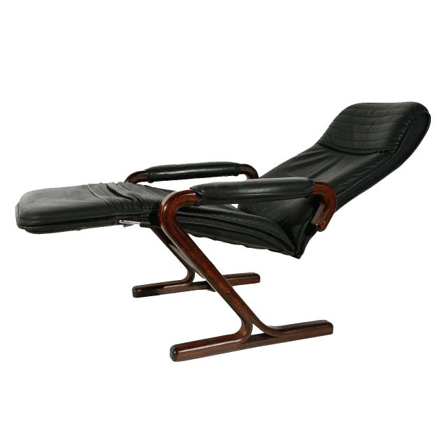 Mid-Century Modern Danish Black Recliner Chair For Sale - Image 3 of 7