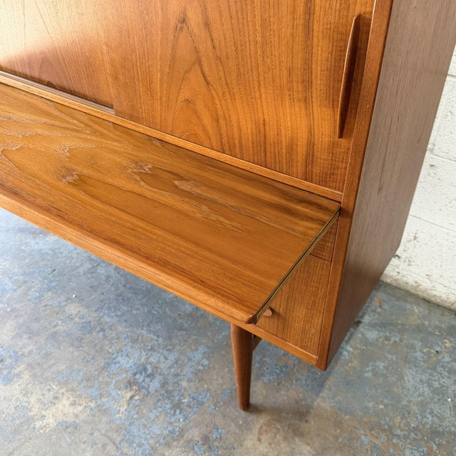 Vintage Danish Modern Teak Credenza or Highboard With Built-in Dry Bar, Circa 1960s Mid Century For Sale - Image 9 of 11