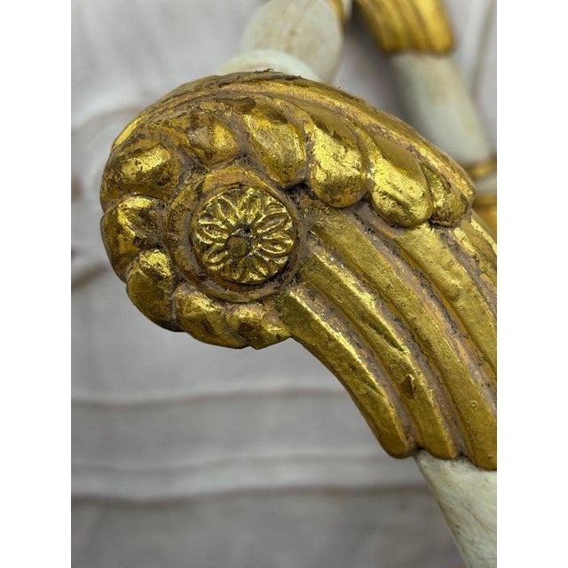 Wood Pair of Italian Neoclassical Curule Stools W/ Fortuny Upholstery For Sale - Image 7 of 17