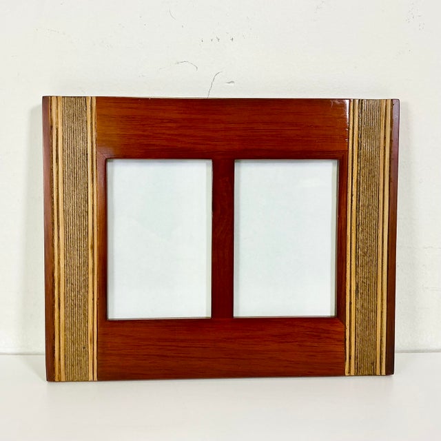 Burnt Umber 1980s Vintage Boho Chic Arts & Crafts Mahogany Dual Photo Wall Picture Frame. For Sale - Image 8 of 8