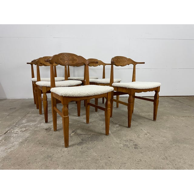 Brutalist Oak Dining Chairs by Henning Kjærnulf for EG Kvalitetsmöbel, Denmark, 1960s, Set of 6 For Sale - Image 10 of 12