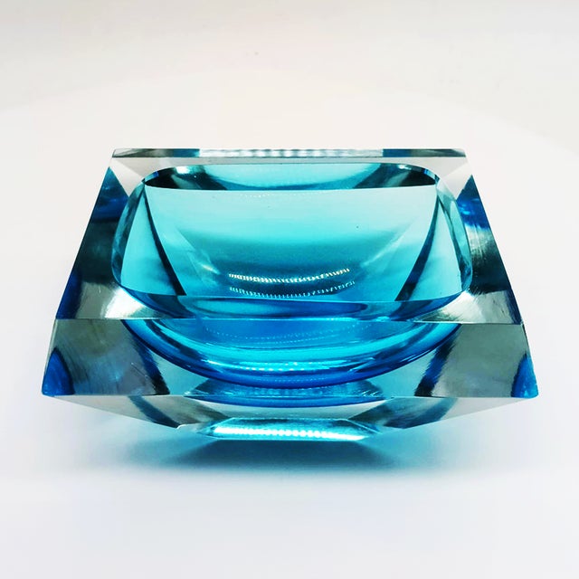 Vintage Italian Rectangular Multifaceted Ashtray in Murano Glass by Flavio Poli for Seguso, 1960s For Sale - Image 3 of 10