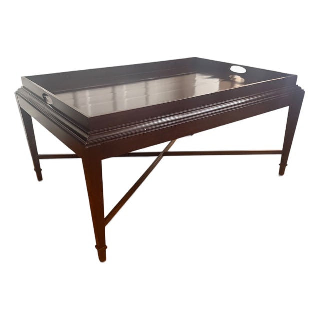 Early 20th Century Barbara Barry for Baker Mahogany Tray-Top Coffee Table For Sale