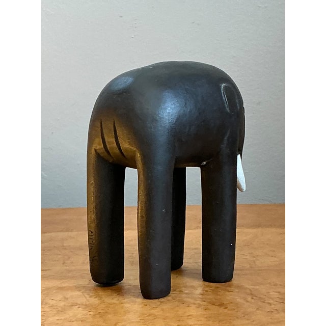 Late 20th Century Vintage Wooden Elephant Figurine For Sale - Image 5 of 12