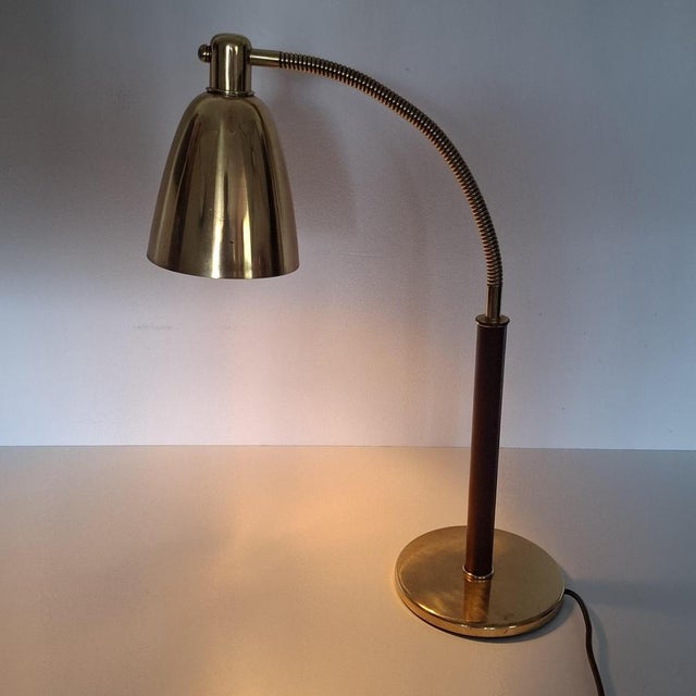 Table Lamp in Brass and Leather by Josef Frank for J.T. Kalmar, 1950s For Sale - Image 6 of 18