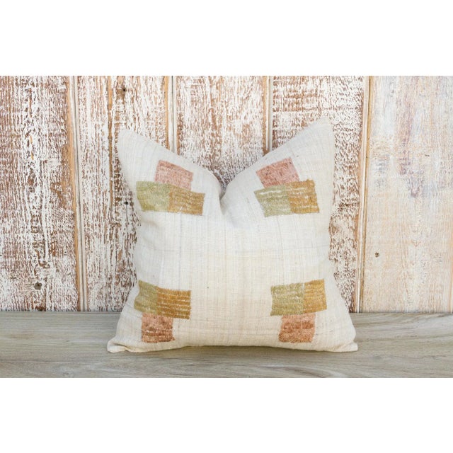Vintage Akham Natural Embroidered Organic Silk Pillow For Sale - Image 9 of 9